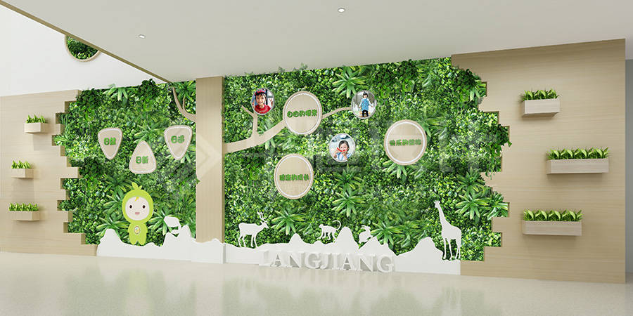 校园绿色植物仿真墙